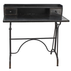 DESK TABLE BLACK IRON SECRETARY 